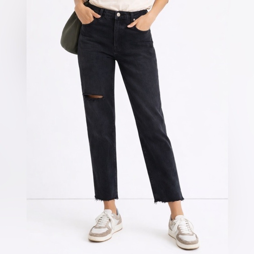 Madewell Roadtripper Supersoft Pull-On Jeans Women's Small Black Distressed